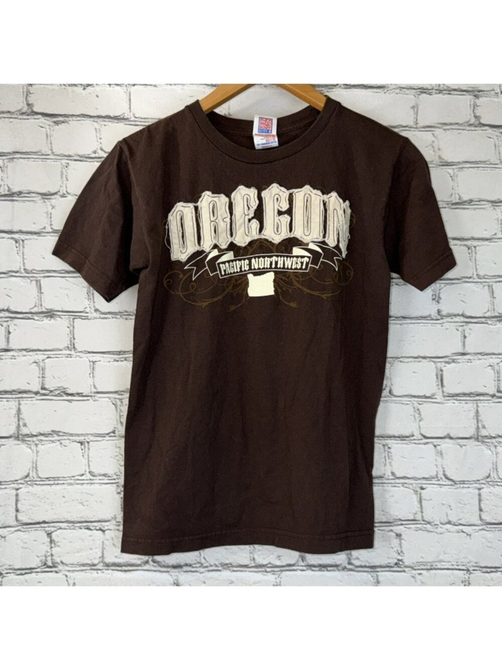 Oregon Coast Bayside Pacific Northwest Tee Shirt Youth Small Brown Graphic USA